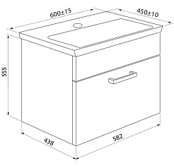 Iddis Тумба под раковину Mirro 60 подвесная белая/ясень шимо – фотография-4